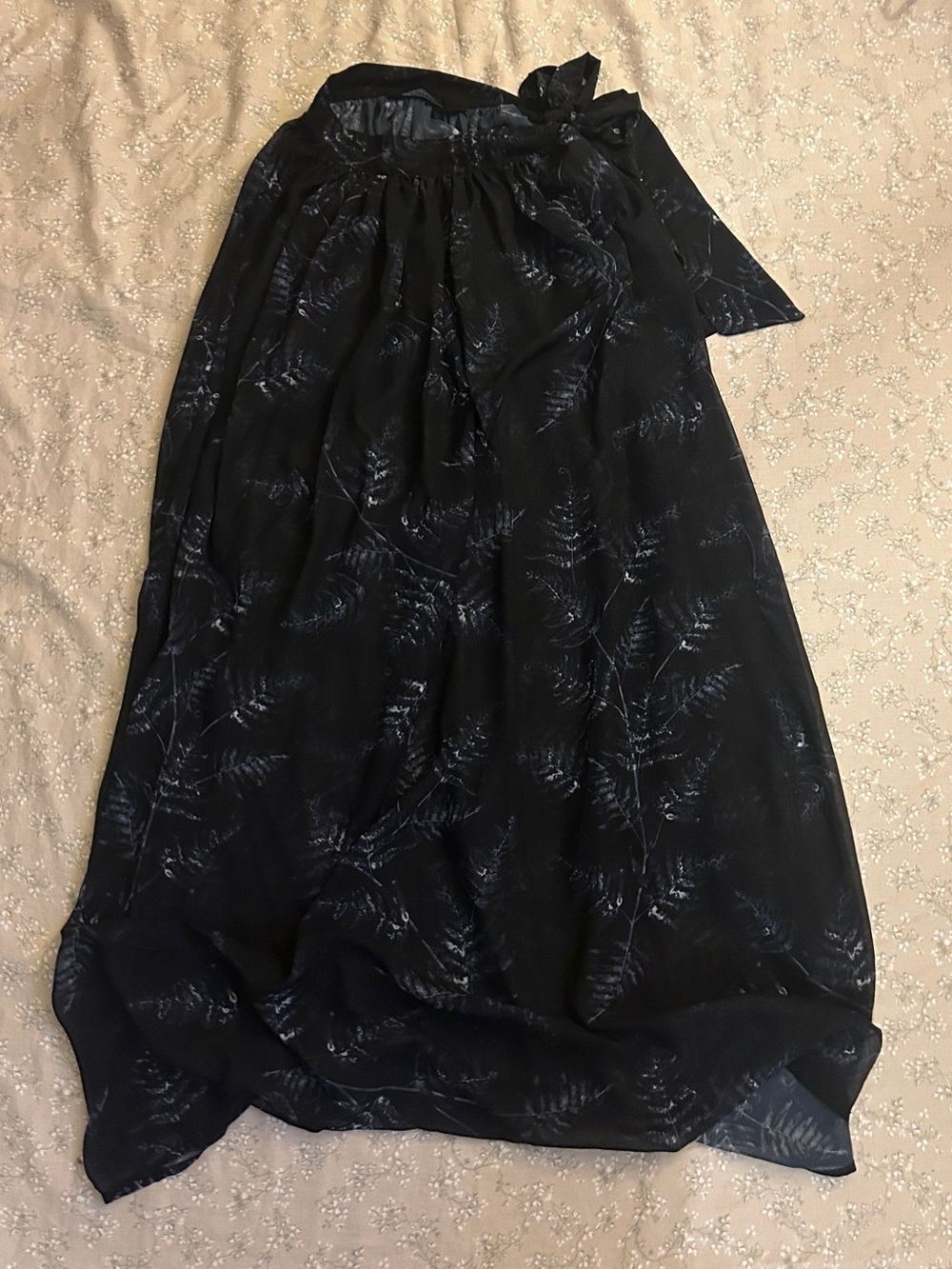 Disturbia Lichen Fairy Midaxi Skirt Slit Tie Size US 6 UK 10 Black Mesh